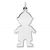Sterling Silver Rhod-plated Eng. Boy Polished Front/Satin Back Disc Charm