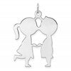 Sterling Silver Rhodium-plated Engravable Boy/Girl Disc Charm