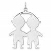 SSilver Rh-plt Engravable Boy/Boy Polished Front/Satin Back Disc Charm