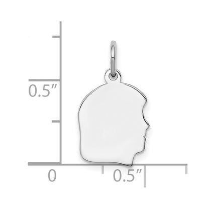 Sterling Silver Rh-plt Engravable Girl Disc Charm Polish on Front/Back