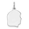 SSilver Rh-plt Engravable Girl Polished Front/Satin Back Disc Charm