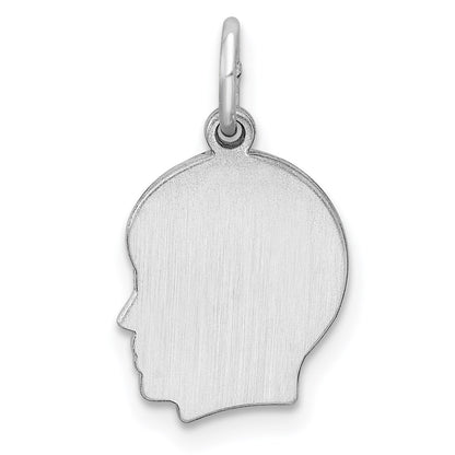 Sterling Silver Rh-plt Engravable Boy Disc Charm Polish on Front/Back
