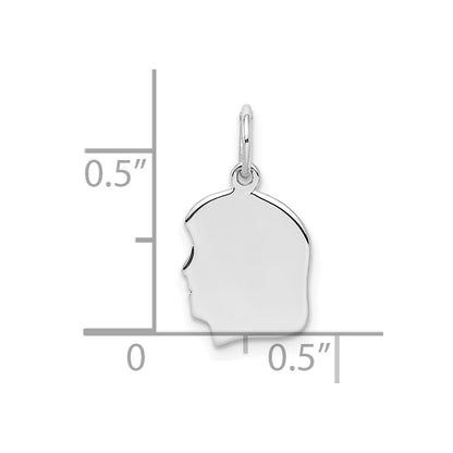 SSilver Rh-plt Engravable Girl Polished Front/Satin Back Disc Charm