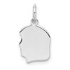 SSilver Rh-plt Engravable Girl Polished Front/Satin Back Disc Charm
