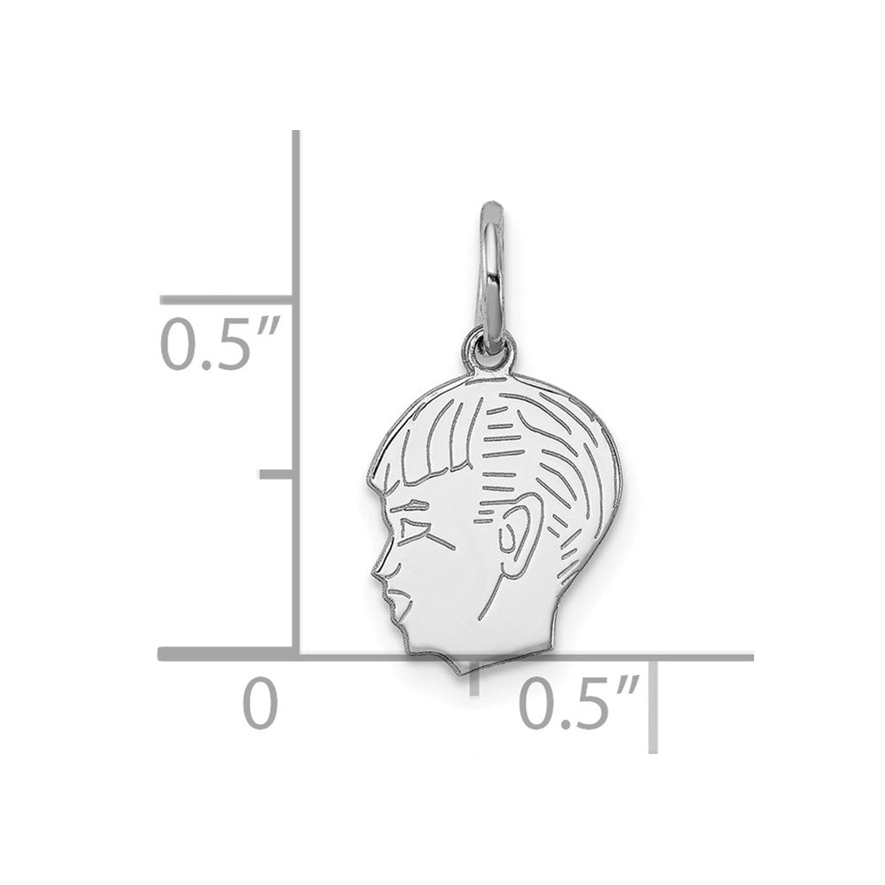 Sterling Silver Rh-plt Engravable Boy Disc Charm Polish on Front/Back