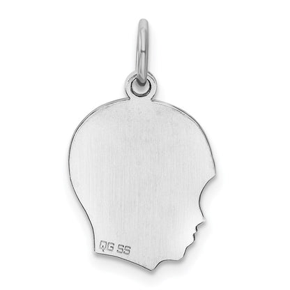 SSilver Rh-plt Engravable Boy Polished Front/Satin Back Disc Charm