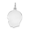 SSilver Rh-plt Engravable Boy Polished Front/Satin Back Disc Charm