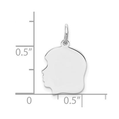 Sterling Silver Rh-plt Engravable Girl Disc Charm Polish on Front/Back