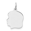 SSilver Rh-plt Engravable Girl Polished Front/Satin Back Disc Charm