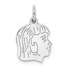 SSilver Rh-plt Engravable Girl Polished Front/Satin Back Disc Charm