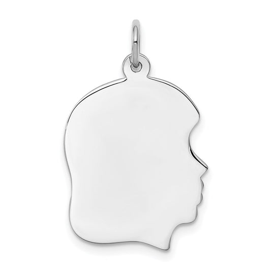 Sterling Silver Rhod-plate Eng. Girl Polish Front/Satin Back Disc Charm