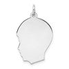 Sterling Silver Rhod-plate Eng. Boy Polished Front/Satin Back Disc Charm