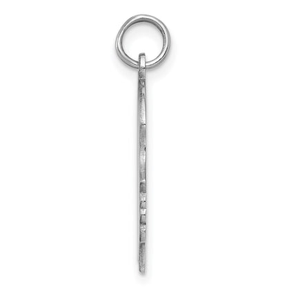Sterling Silver Rhod-plate Eng. Girl Polished Front/Satin Back Disc Charm