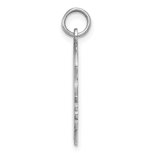 Sterling Silver Rhod-plate Eng. Girl Polished Front/Satin Back Disc Charm