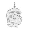 SSilver Rh-plt Engravable Girl Polished Front/Satin Back Disc Charm