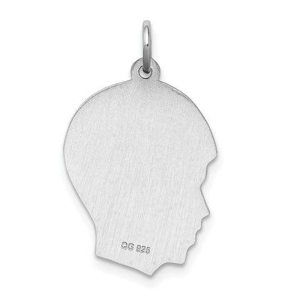 SSilver Rh-plt Engravable Boy Polished Front/Satin Back Disc Charm