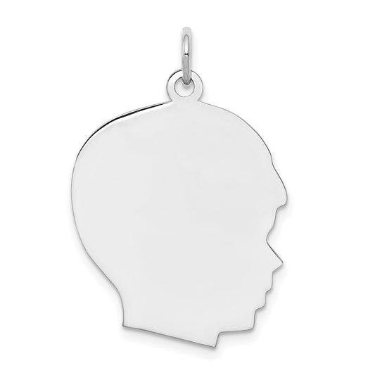 Sterling Silver Rh-plt Engravable Boy Disc Charm Polish on Front/Back