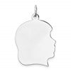 SSilver Rh-plt Engravable Girl Polished Front/Satin Back Disc Charm
