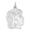 Sterling Silver Rhod-plated ENG. Girl Polished Front/Satin Back Disc Charm