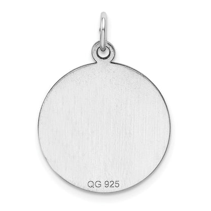 SS Rh-plt Engraveable Round Polished Front/Satin Back Disc Charm