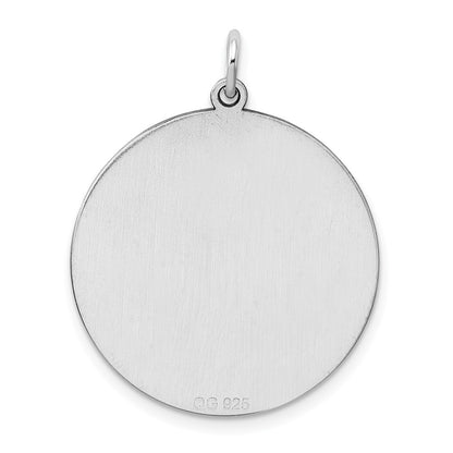 Sterling Silver Rhod-plated Eng. Rnd Polish Front/Back Disc Charm
