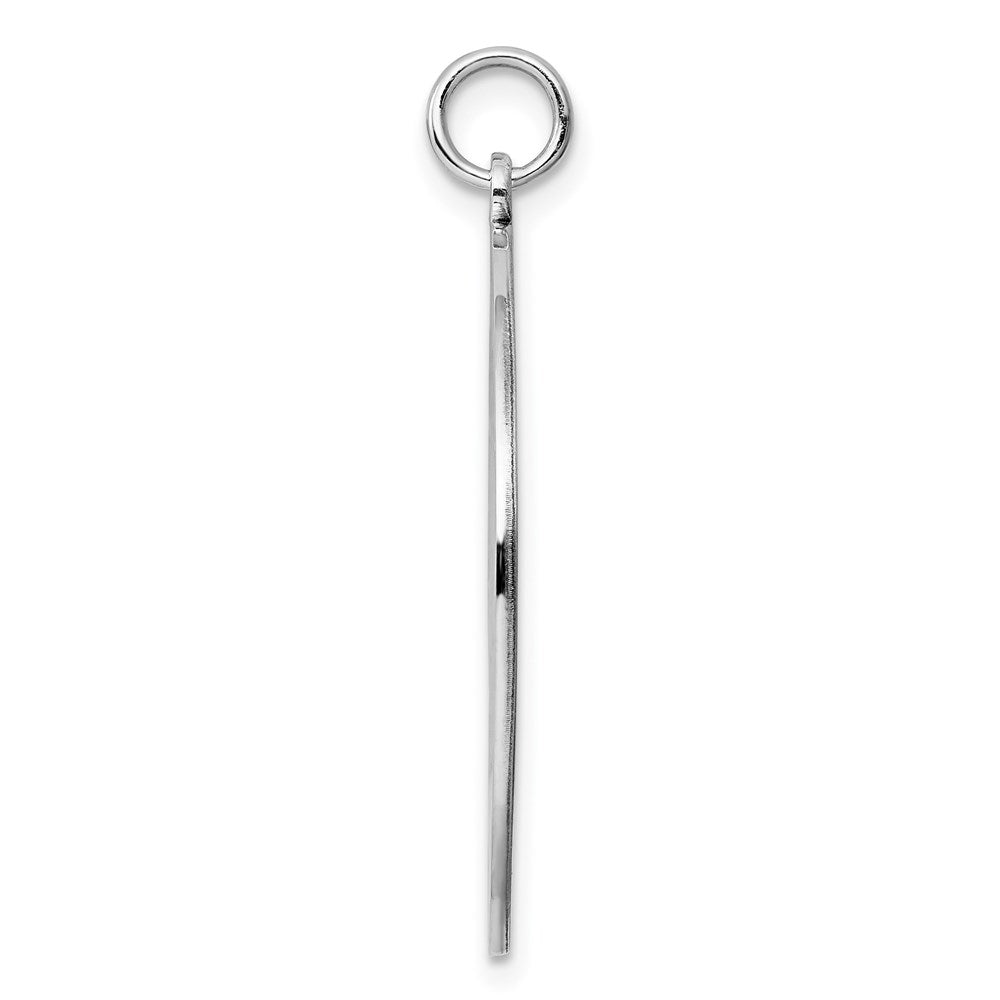 Sterling Silver Rhod-plated Eng. Rnd Polish Front/Back Disc Charm