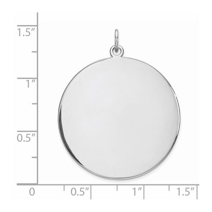Sterling Silver Rhod-plated Eng. Rnd Polish Front/Back Disc Charm