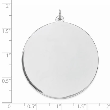 Sterling Silver Rhod-plated Eng. Rnd Polish Front/Satin Back Disc Charm