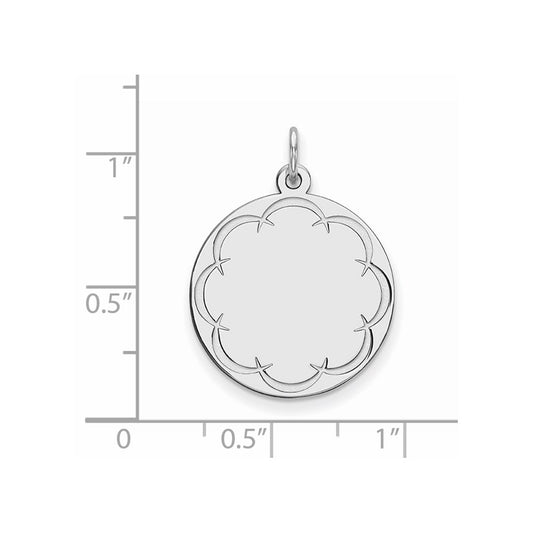 Sterling Silver Rhod-plated Eng. Rnd Polish Front/Back Disc Charm