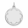 Sterling Silver Rhod-plated Eng. Rnd Polish Front/Satin Back Disc Charm