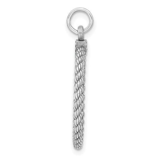 Sterl Silver Rh-plt Engraveable Round with Rope Polished Front/Back Disc