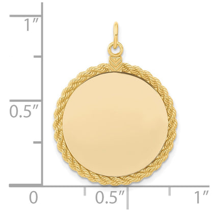 Sterling Silver GP Engraveable Round with Rope Polished Disc