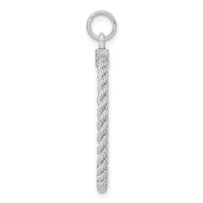 SS Rh-plt Engraveable Round with Rope Polished Front/Satin Back Disc
