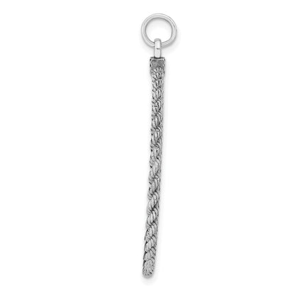 Sterl Silver Rh-plt Engraveable Round with Rope Polished Front/Back Disc