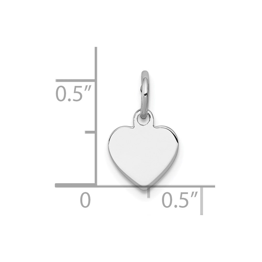 SS Rh-plt Engraveable Heart Polished Front/Satin Back Disc Charm
