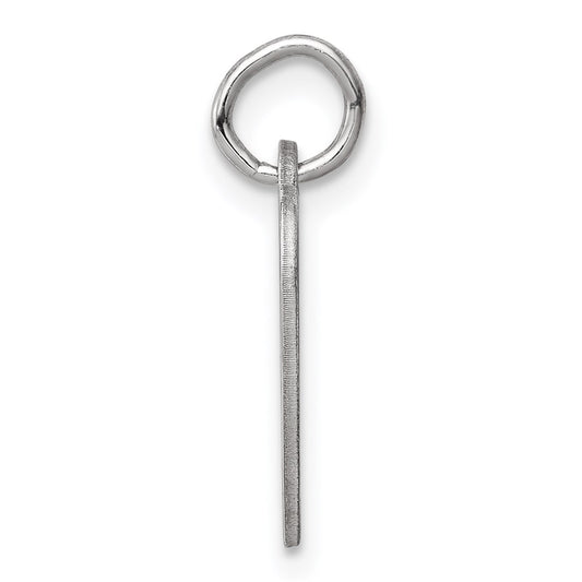 Sterling Silver Rhod-plated Eng. Heart Polish Front & Back Disc Charm
