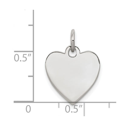 Sterling Silver Rhod-plated Eng. Heart Polish Front & Back Disc Charm