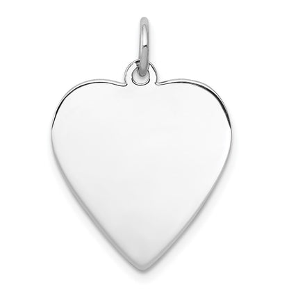 SS Rh-plt Engraveable Heart Polished Front/Satin Back Disc Charm