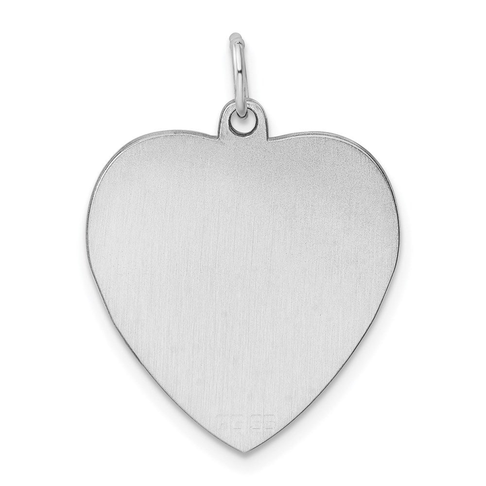 Sterling Silver Rhod-plated Eng. Heart Polish Front/Satin Back Disc Charm