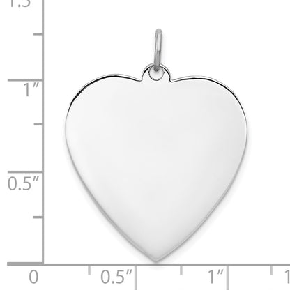 SS Rh-plt Engraveable Heart Polished Front/Satin Back Disc Charm