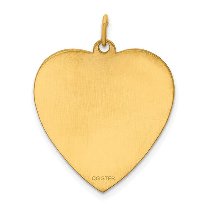 Sterling Silver GP Engraveable Heart Polished Disc Charm
