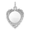 Sterling Silver Rh-plt Engraveable Heart Polished Front/Back Disc Charm