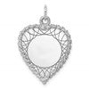 SS Rh-plt Engraveable Heart Polished Front/Satin Back Disc Charm