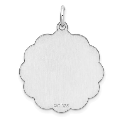 Sterling Silver Rh-plt Engraveable Polished Front/Satin Back Disc Charm