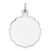 Sterling Silver Rh-plt Engraveable Polished Front/Satin Back Disc Charm