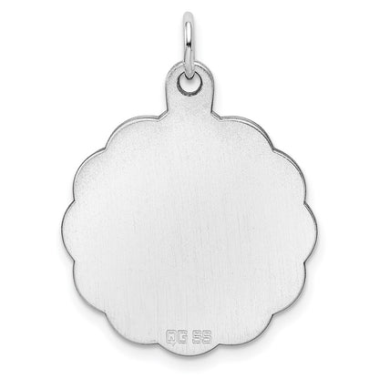 Sterling Silver Rh-plt Engraveable Polished Front/ Back Disc Charm