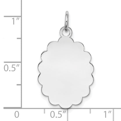 Sterling Silver Rh-plt Engraveable Polished Front/Satin Back Disc Charm