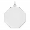 SS Rh-plt Engraveable Octagon Polished Front/Satin Back Disc Charm