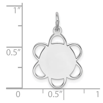 Sterling Silver Rh-plt Engravable Polished Front/Satin Back Disc Charm