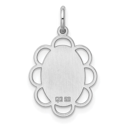 Sterling Silver Rh-plt Engraveable Polished Front/Satin Back Disc Charm